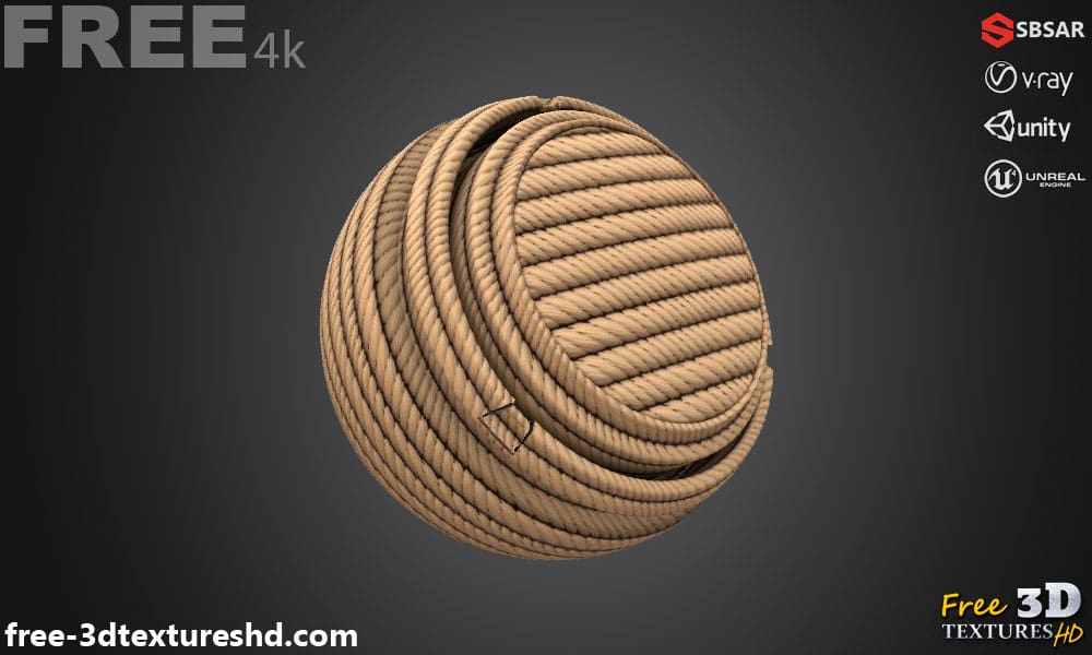 Texture de Tissu corde PBR 3D Gratuite à Télécharger Haute Résolution Substance SBSAR Unity Unreal Vray Render