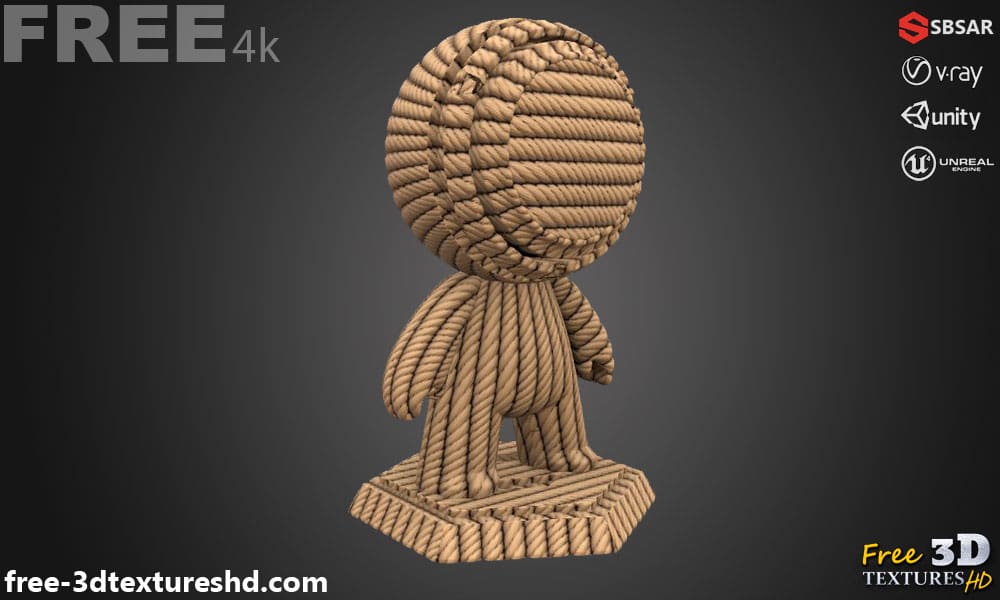Texture de Tissu corde PBR 3D Gratuite à Télécharger Haute Résolution Substance SBSAR Unity Unreal Vray Render