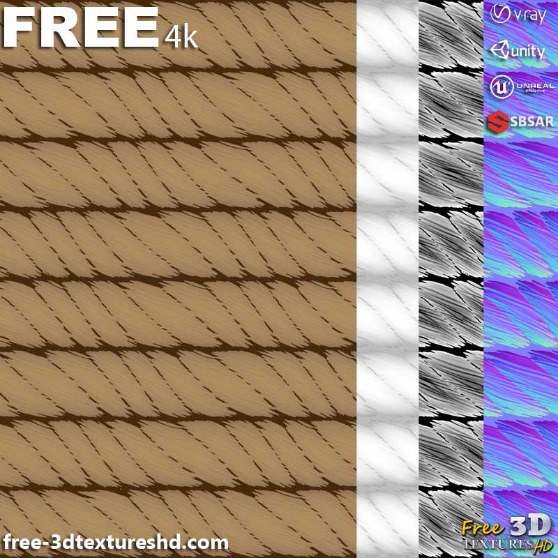 Texture Tissu de corde PBR 3D Gratuite Haute Résolution Substance SBSAR Unity Unreal Vray Cartes de Rendu