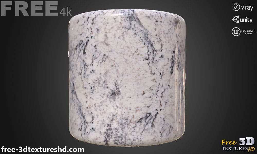 Téléchargement gratuit de texture PBR en marbre de granit blanc 4K haute résolution pour Unity, Unreal Engine et Vray