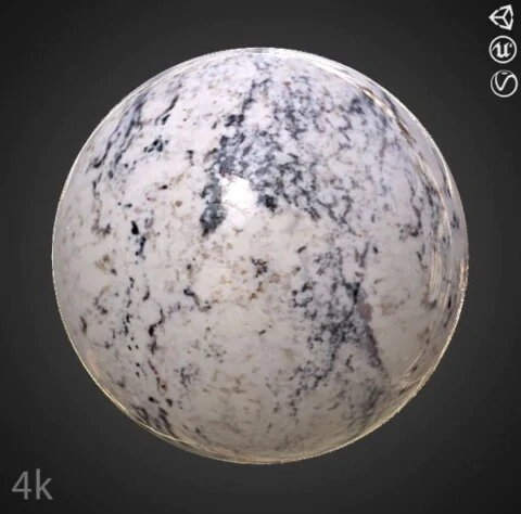 White Granite Marble PBR Texture Free Download 4K High Resolution for Unity, Unreal Engine, and Vray