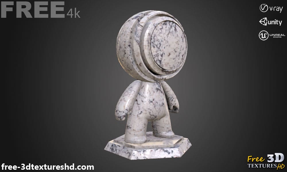 Téléchargement gratuit de texture PBR en marbre de granit blanc 4K haute résolution pour Unity, Unreal Engine et Vray