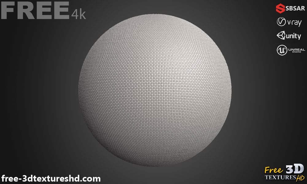 Tissu à armure toile gris blanc PBR Texture 3D Téléchargement gratuit Haute résolution Substance SBSAR Unity Unreal Vray