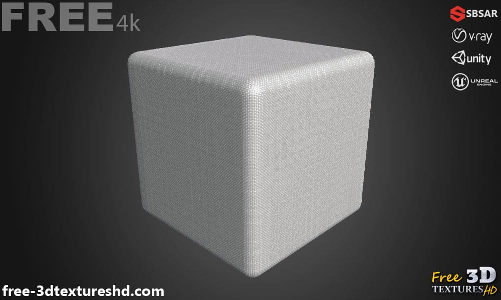Tissu blanc toile SBSAR téléchargement gratuit texture PBR 3D haute résolution pour Unity Unreal Vray