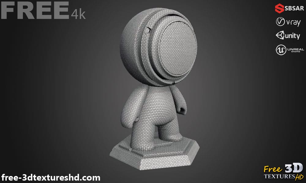 Tissu à armure toile gris blanc PBR Texture 3D Téléchargement gratuit Haute résolution Substance SBSAR Unity Unreal Vray