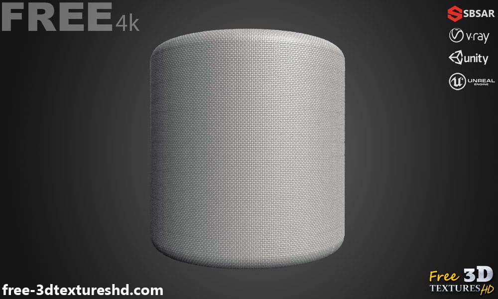 Tissu à armure toile gris blanc PBR Texture 3D Téléchargement gratuit Haute résolution Substance SBSAR Unity Unreal Vray