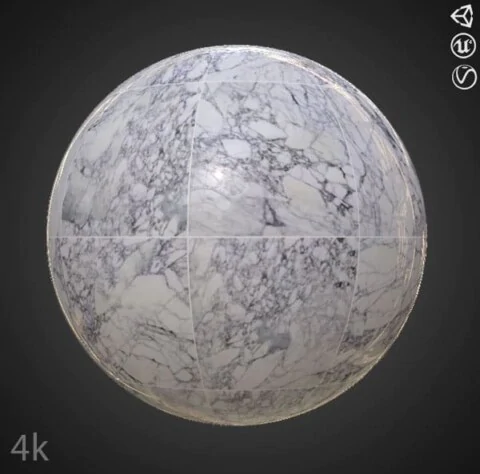 White Marble Floor Tile Substance SBSAR PBR Texture Free Download 4K High Resolution for Unity, Unreal Engine, and Vray