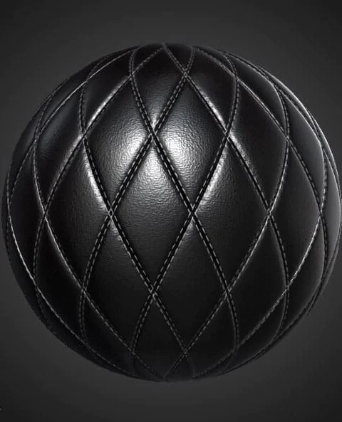 Black Diamond Leather Double Stitch Substance SBSAR 3D Texture PBR Free Download 4K High Resolution for Unity, Unreal Engine, and Vray