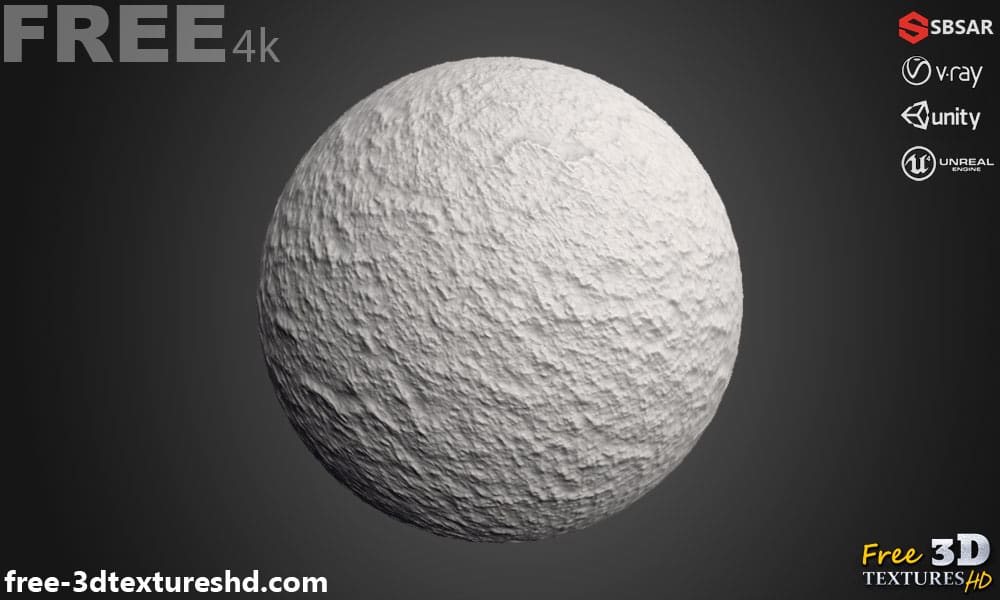Mur en plâtre brut sans couture, texture SBSAR PBR 3D, téléchargement gratuit 4K haute résolution pour Unity, Unreal Engine et Vray