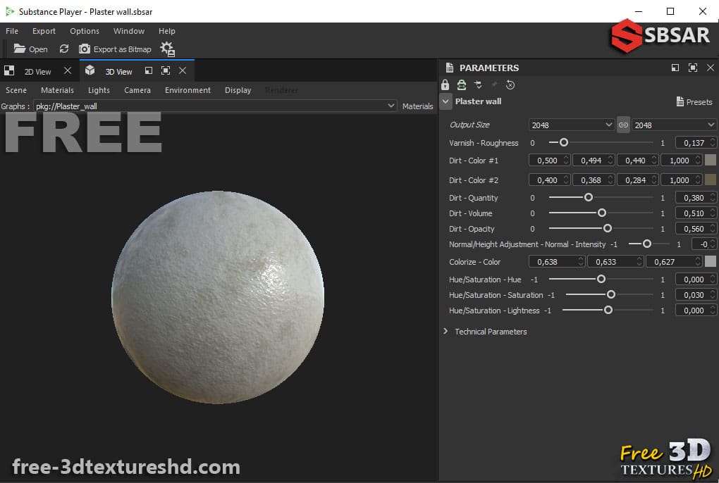 Texture de mur en plâtre sale PBR Substance Sbsar Téléchargement gratuit