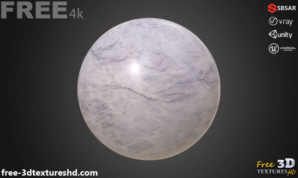 Texture PBR en marbre blanc 3D Téléchargement gratuit Substance SBSAR haute résolution pour des conceptions de surface élégantes et détaillées