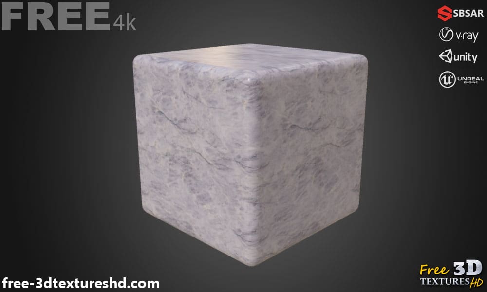 Texture PBR en marbre blanc 3D Téléchargement gratuit Substance SBSAR haute résolution pour des conceptions de surface élégantes et détaillées