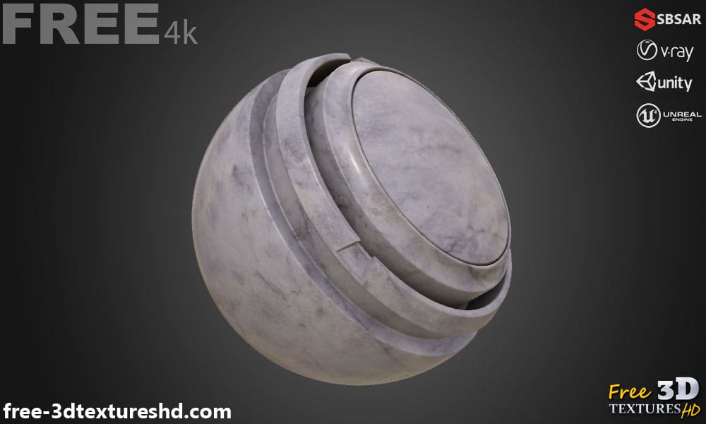 Texture PBR en marbre blanc 3D Téléchargement gratuit 4K Haute résolution Substance SBSAR