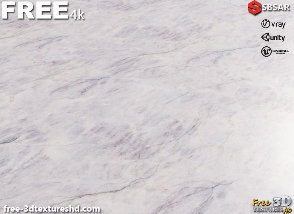 Texture PBR en marbre blanc 3D Téléchargement gratuit 4K Haute résolution Substance SBSAR