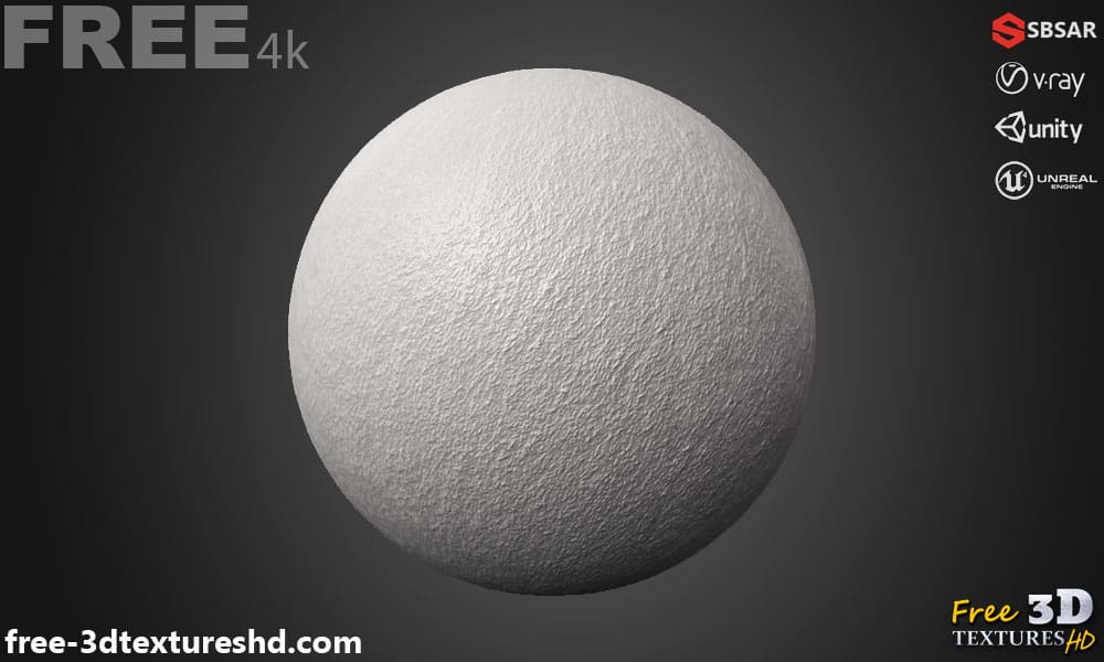 Plâtre mural sans couture Substance SBSAR Texture PBR 3D Téléchargement gratuit 4K haute résolution pour les projets Unity, Unreal, Vray