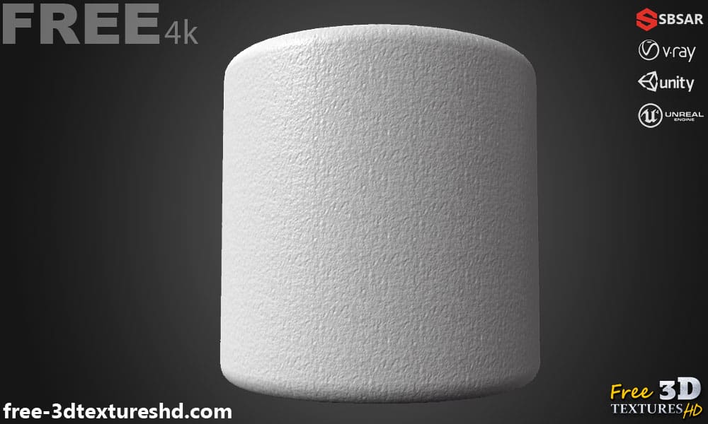 Mur en plâtre sans couture, texture SBSAR PBR 3D, téléchargement gratuit, haute résolution pour les projets Unity Unreal Vray