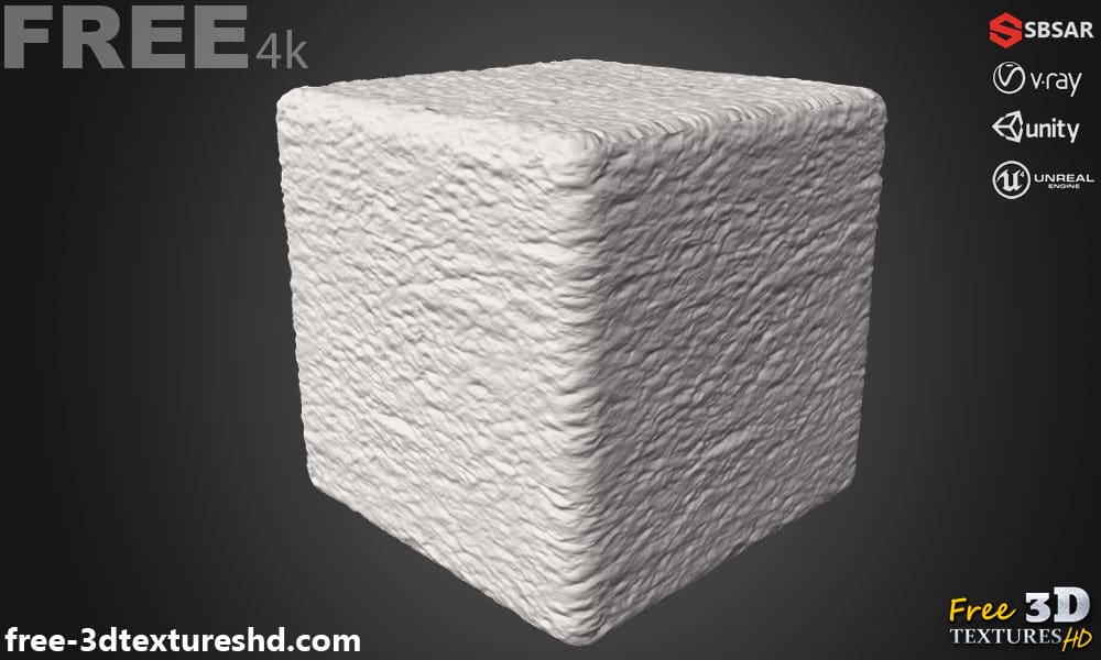 Plâtre mural sans couture Substance SBSAR Texture PBR 3D Téléchargement gratuit 4K haute résolution pour Unity, Unreal Engine et Vray