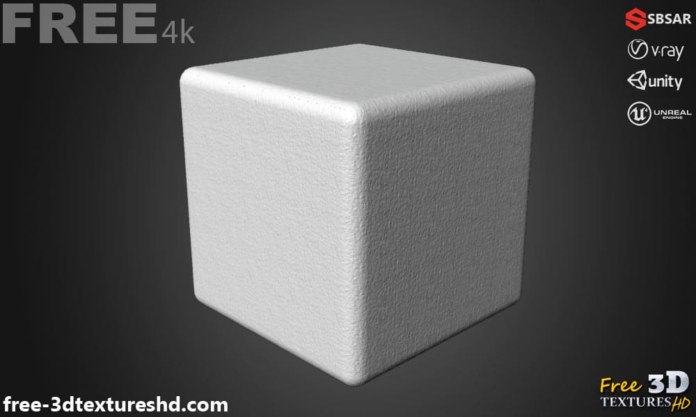 Mur en plâtre sans couture, texture SBSAR PBR 3D, téléchargement gratuit, haute résolution pour les projets Unity Unreal Vray