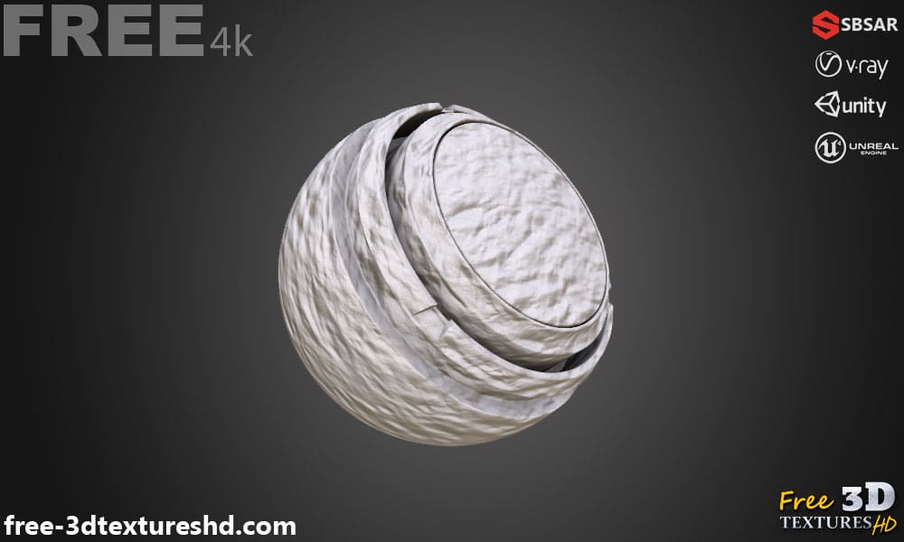 Plâtre mural sans couture Substance SBSAR Texture PBR 3D Téléchargement gratuit 4K haute résolution pour Unity, Unreal Engine et Vray