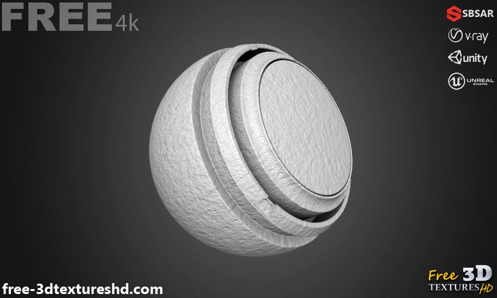 Mur en plâtre sans couture, texture SBSAR PBR 3D, téléchargement gratuit, haute résolution pour les projets Unity Unreal Vray