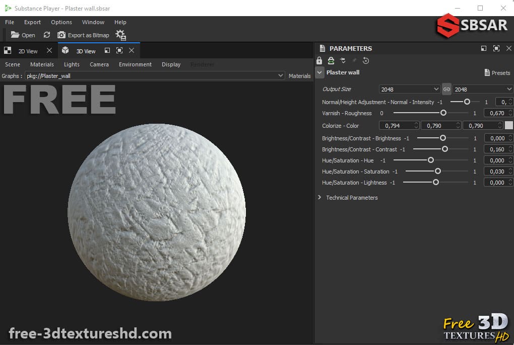 Texture de mur en plâtre de ciment grunge PBR Substance Sbsar Téléchargement gratuit
