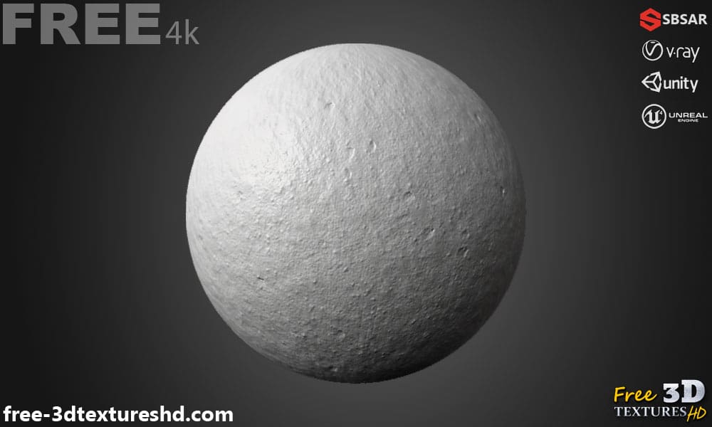 Texture de mur en plâtre SBSAR Texture PBR 3D Téléchargement gratuit 4K haute résolution pour les projets Unity, Unreal et Vray