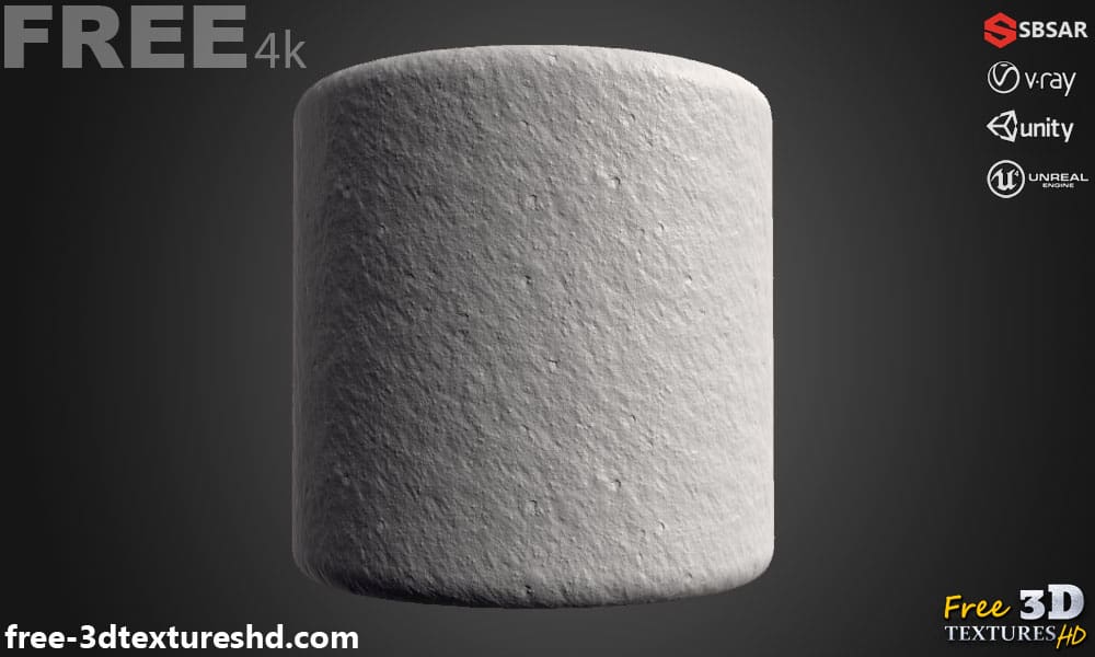 Texture de mur en plâtre SBSAR Texture PBR 3D Téléchargement gratuit 4K haute résolution pour les projets Unity, Unreal et Vray