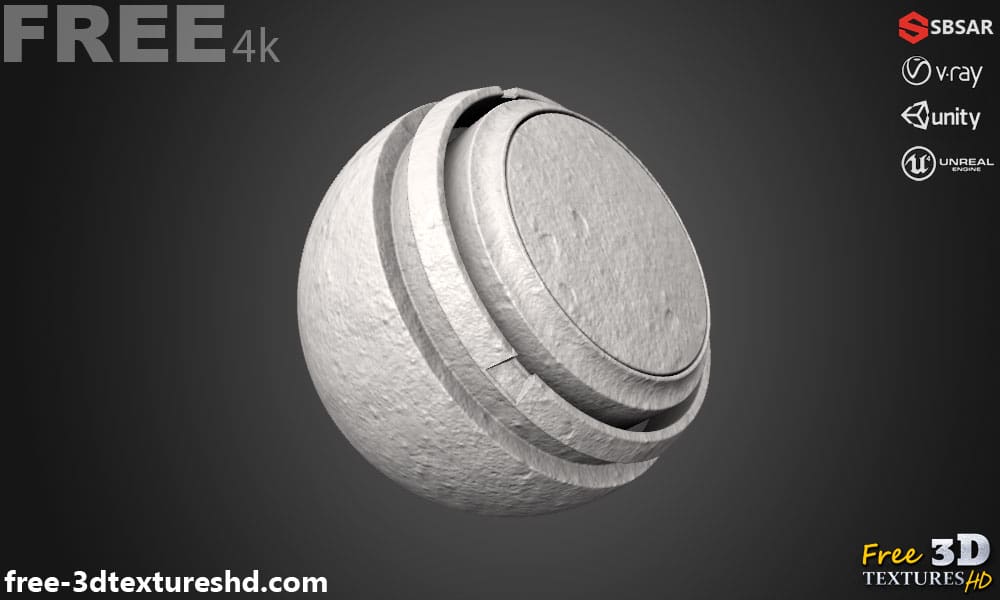 Texture de mur en plâtre SBSAR Texture PBR 3D Téléchargement gratuit 4K haute résolution pour les projets Unity, Unreal et Vray