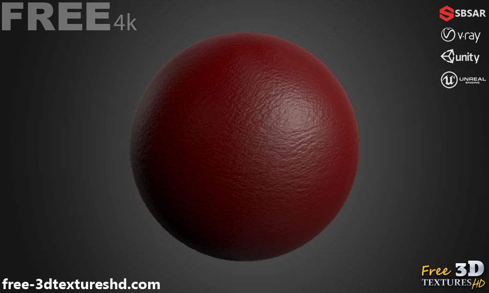 Mur en plâtre rouge sans couture, texture SBSAR PBR 3D, téléchargement gratuit 4K haute résolution pour Unity, Unreal Engine et Vray