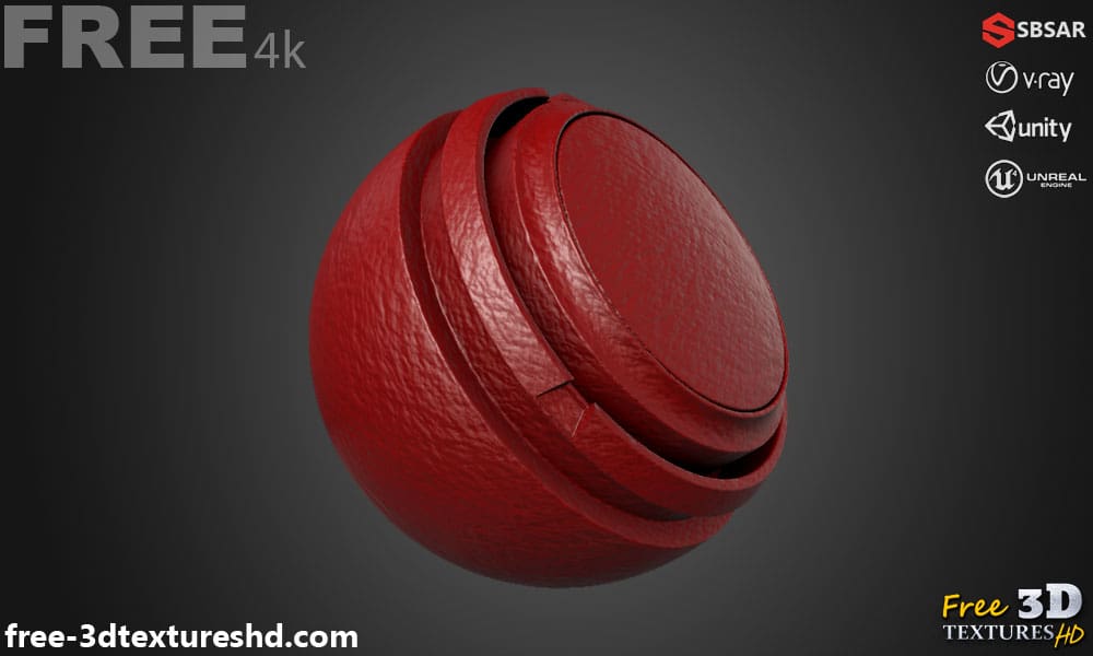 Mur en plâtre rouge sans couture, texture SBSAR PBR 3D, téléchargement gratuit 4K haute résolution pour Unity, Unreal Engine et Vray