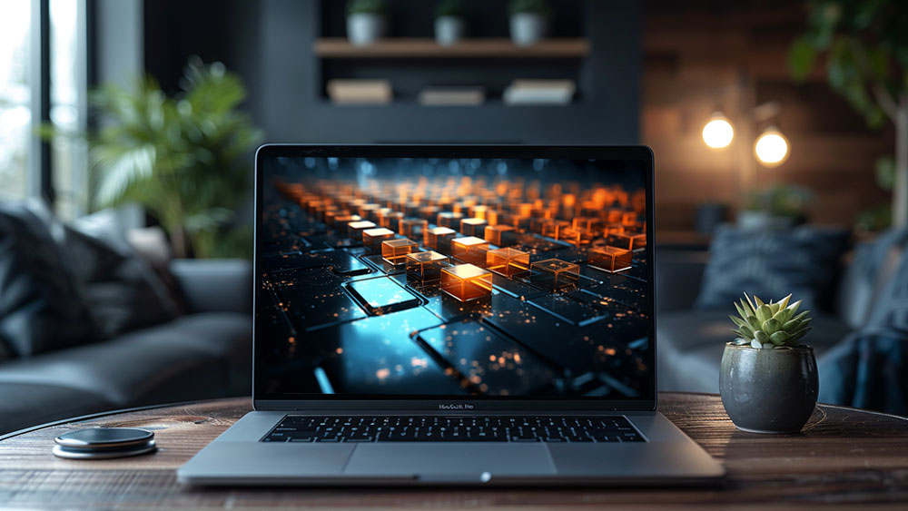 Fond d'écran abstrait de cubes illuminés dorés Fond d'écran Ultra HD 4K pour ordinateur de bureau et téléphone téléchargement gratuit