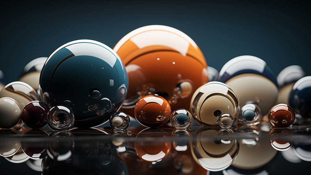 Abstract 3D glossy spheres wallpaper Ultra HD 4K background for Desktop