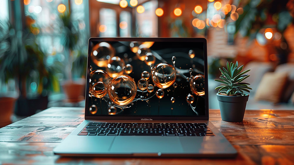 Rendu 3D de bulles dorées avec lumière et reflets, fond d'écran abstrait Ultra HD 4K pour ordinateur et téléphone, téléchargement gratuit