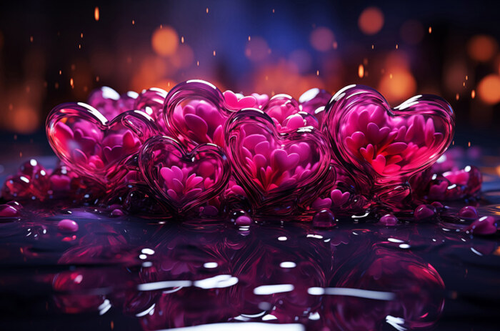 Fond d'écran abstrait de coeurs en cristal Fond d'écran Ultra HD 4K pour ordinateur de bureau et téléphone téléchargement gratuit