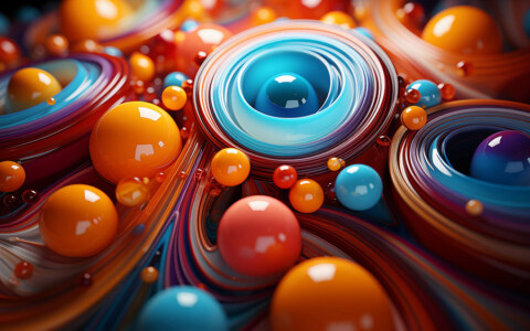 Fond d'écran abstrait 3D coloré Cosmic Orbs Ultra HD 4K pour ordinateur de bureau et téléphone téléchargement gratuit