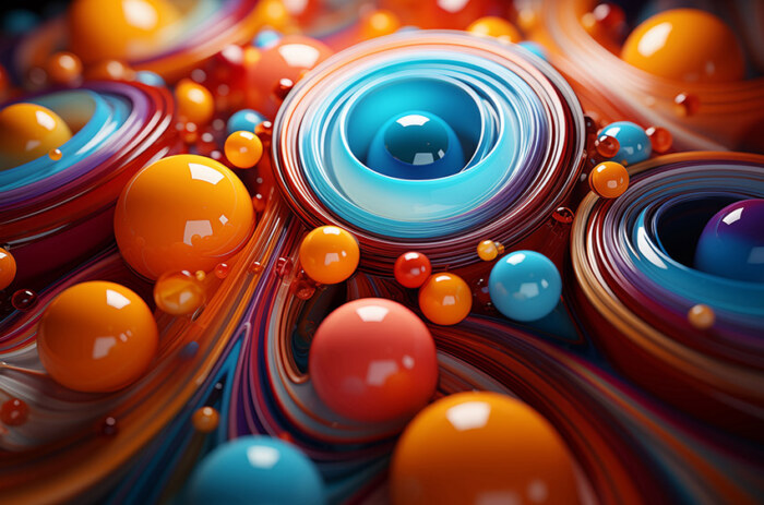 Fond d'écran abstrait 3D coloré Cosmic Orbs Ultra HD 4K pour ordinateur de bureau et téléphone téléchargement gratuit