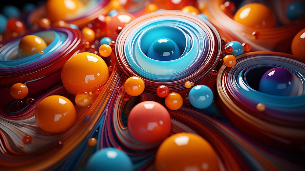 Fond d'écran abstrait 3D coloré Cosmic Orbs Ultra HD 4K pour ordinateur de bureau et téléphone téléchargement gratuit