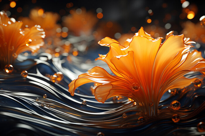 Fond d'écran abstrait de fleurs liquides Ultra HD 4K pour ordinateur de bureau et téléphone téléchargement gratuit