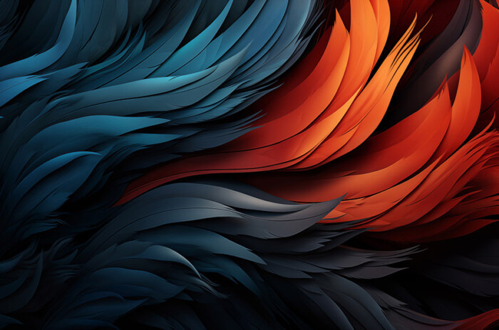 Fond d'écran abstrait Flammes et vagues de plumes et de pétales Fond d'écran Ultra HD 4K pour ordinateur de bureau et téléphone téléchargement gratuit