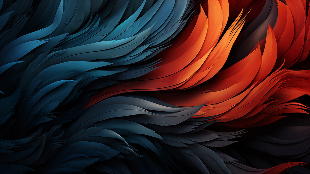 Fond d'écran abstrait Flammes et vagues de plumes et de pétales Fond d'écran Ultra HD 4K pour ordinateur de bureau et téléphone téléchargement gratuit