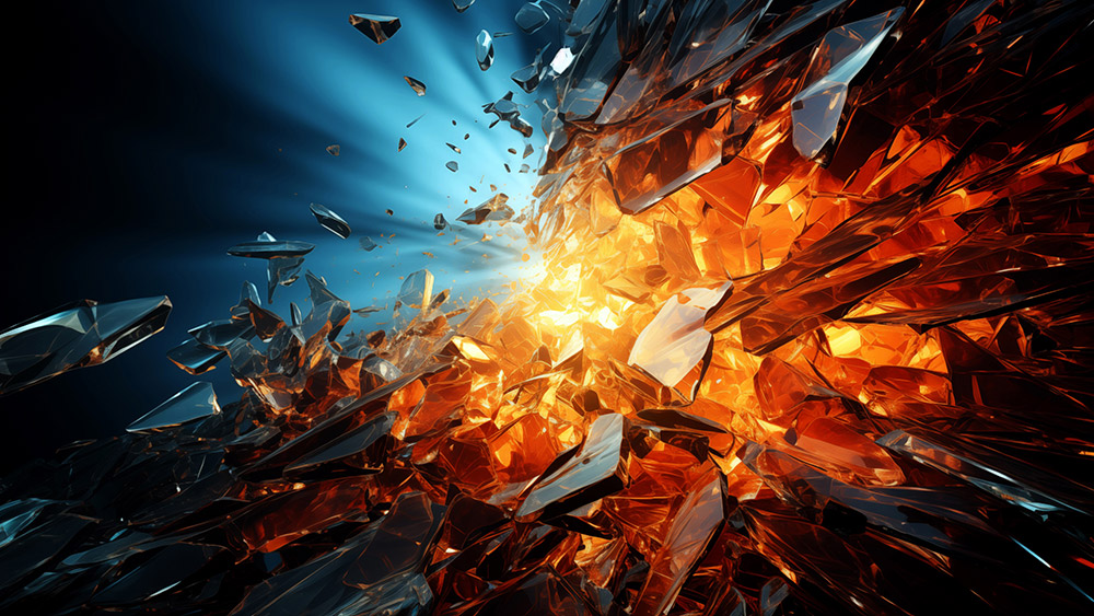 Fond d'écran abstrait explosion de verre cristal HD 4K fond pour ordinateur de bureau et téléphone téléchargement gratuit