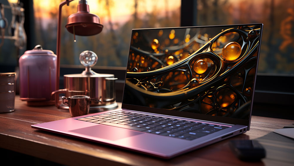 Fond d'écran abstrait avec des orbes dorées en noir, structure légère, fond HD 4K pour ordinateur de bureau et téléphone, téléchargement gratuit