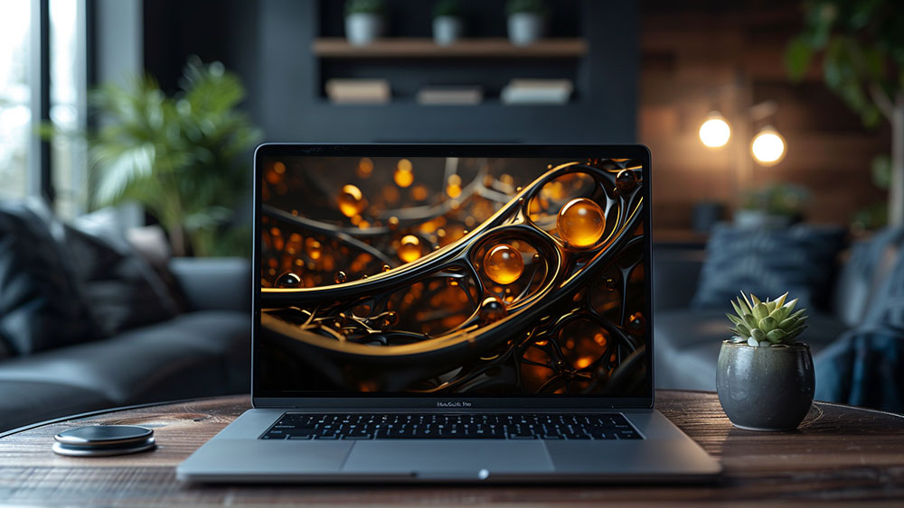Fond d'écran abstrait de boules dorées en noir, structure légère, arrière-plan HD 4K pour ordinateur de bureau et téléphone, téléchargement gratuit
