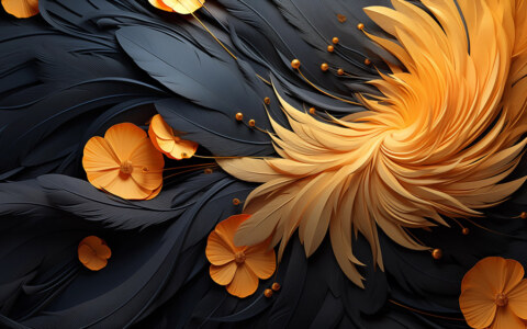 Fond d'écran abstrait de fleurs dorées Fond d'écran Ultra HD 4K pour ordinateur de bureau et téléphone téléchargement gratuit