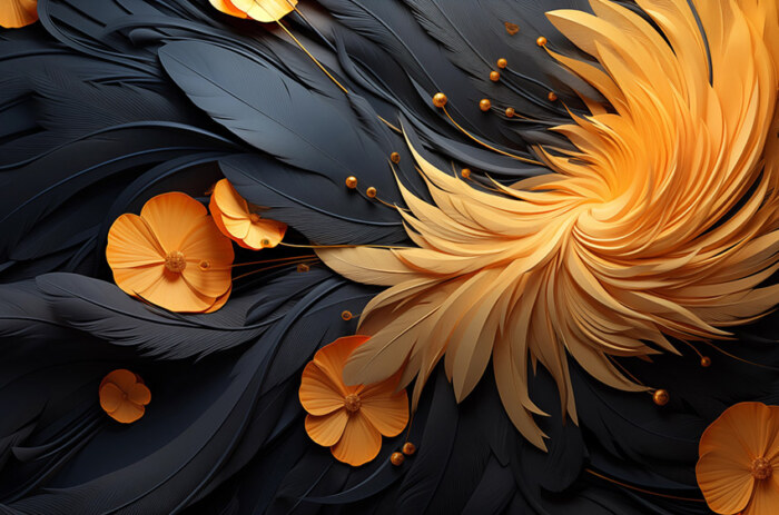 Fond d'écran abstrait de fleurs dorées Fond d'écran Ultra HD 4K pour ordinateur de bureau et téléphone téléchargement gratuit