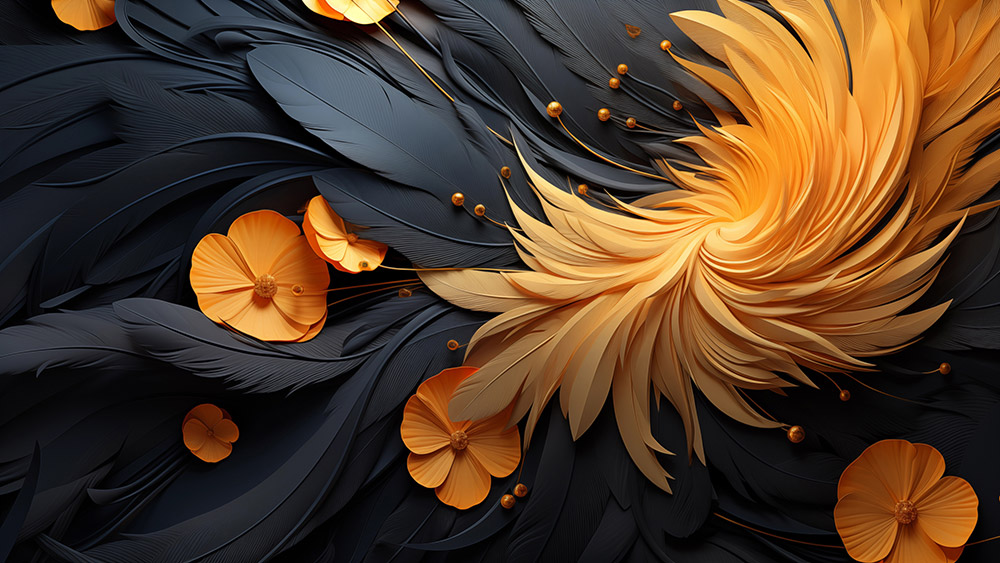 Fond d'écran abstrait de fleurs dorées Fond d'écran Ultra HD 4K pour ordinateur de bureau et téléphone téléchargement gratuit
