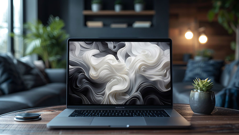 Rendu 3D de vagues noires et blanches Fond d'écran abstrait Fond Ultra HD 4K pour ordinateur de bureau et téléphone Téléchargement gratuit