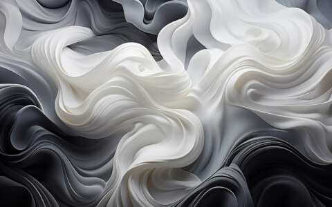 Rendu 3D de vagues noires et blanches Fond d'écran abstrait Fond Ultra HD 4K pour ordinateur de bureau et téléphone Téléchargement gratuit