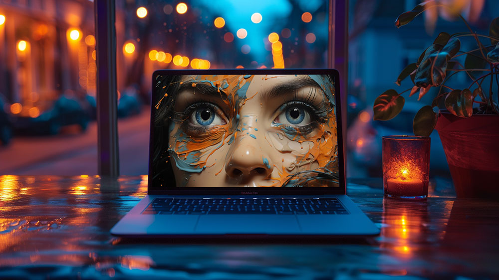Fond d'écran abstrait yeux bleus et de couleur HD 4K pour ordinateur de bureau et téléphone téléchargement gratuit