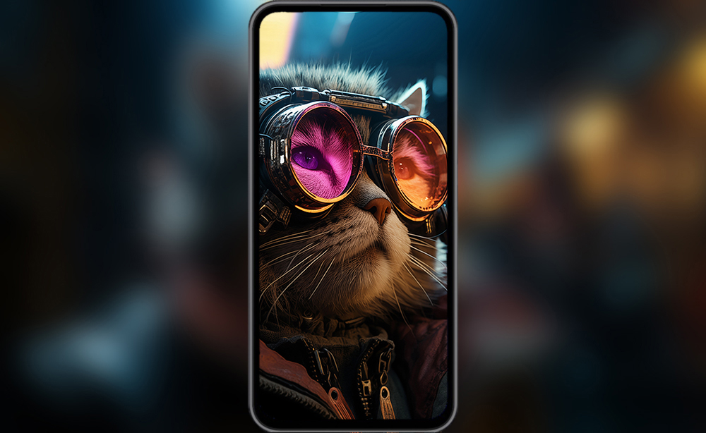 Fond d'écran Cyberpunk Chat Ultra HD 4K pour ordinateur de bureau, ordinateur portable, iPhone et téléphone à télécharger gratuitement